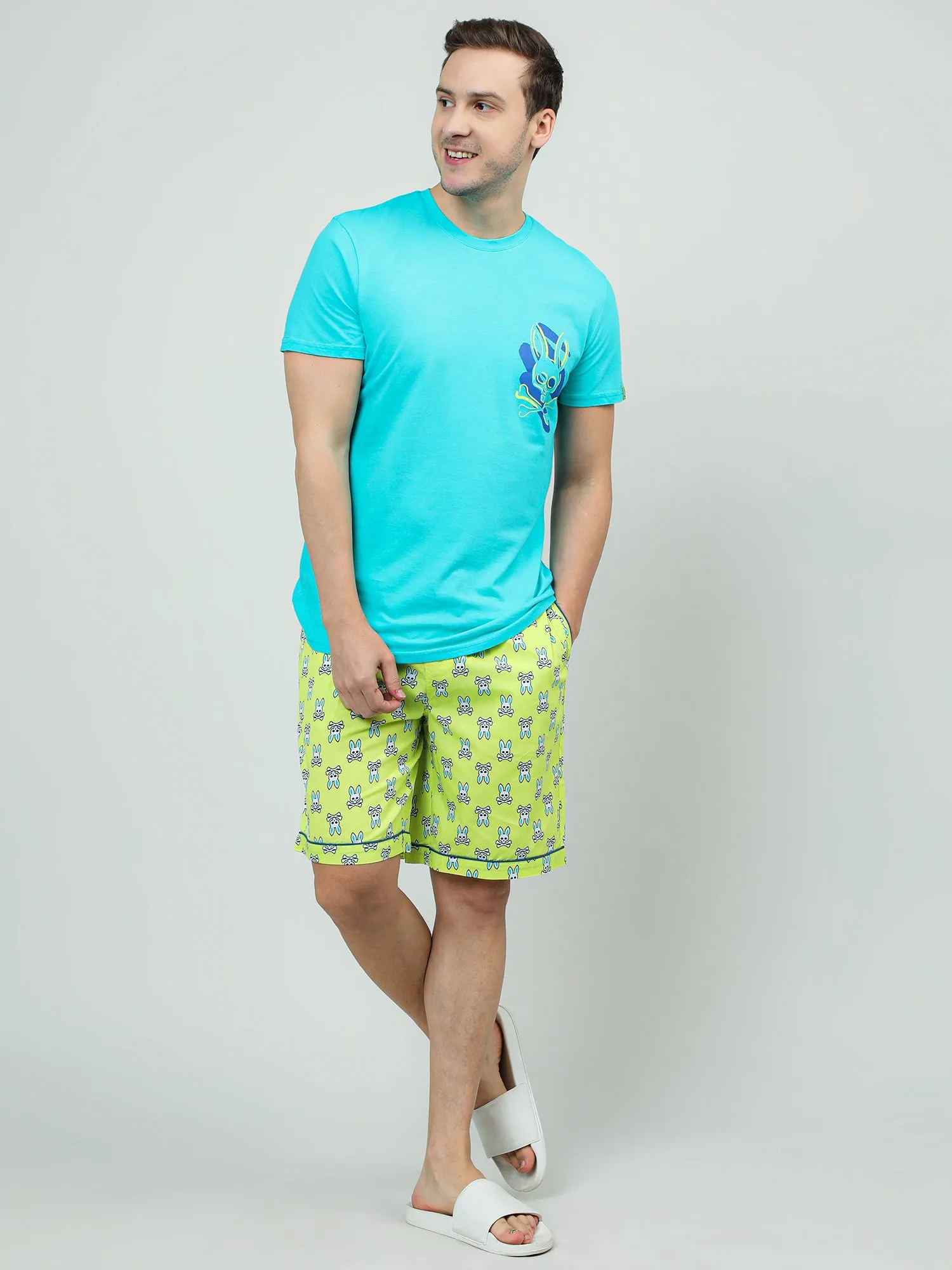 Men Green Oversized Cotton Knee-Length Shorts