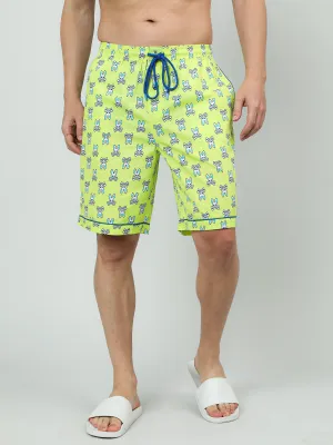 Men Green Oversized Cotton Knee-Length Shorts