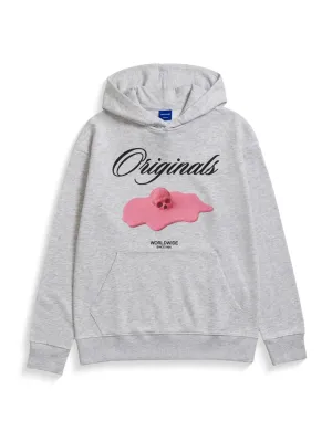 Men's Graphic Printed Hoodie,Light Grey