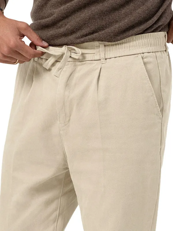 Men's trendy business straight solid color casual trousers