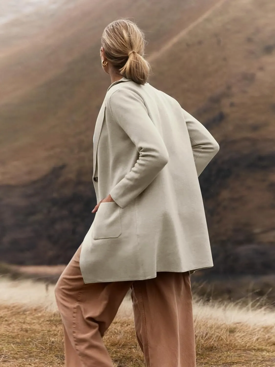 MEROKEETY Womens Open Front Cardigan Coat Long Sleeve Lapel Casual Knit Button Sweater Jackets with Pockets