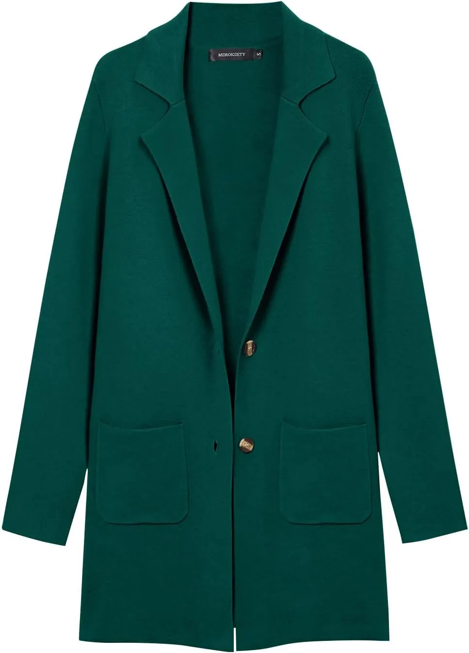 MEROKEETY Womens Open Front Cardigan Coat Long Sleeve Lapel Casual Knit Button Sweater Jackets with Pockets
