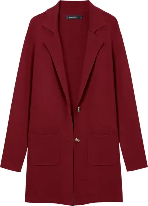MEROKEETY Womens Open Front Cardigan Coat Long Sleeve Lapel Casual Knit Button Sweater Jackets with Pockets