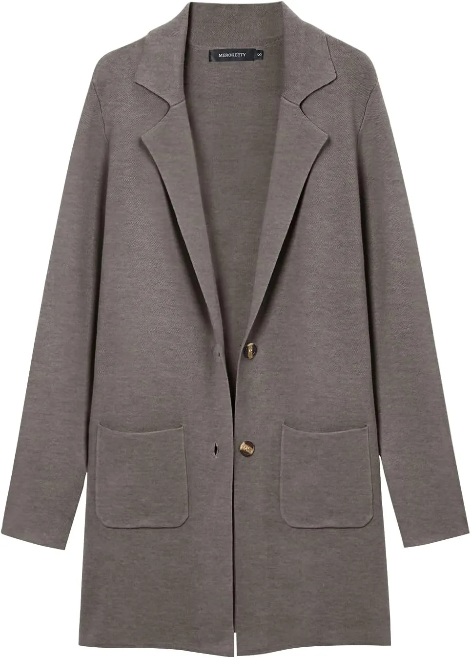 MEROKEETY Womens Open Front Cardigan Coat Long Sleeve Lapel Casual Knit Button Sweater Jackets with Pockets