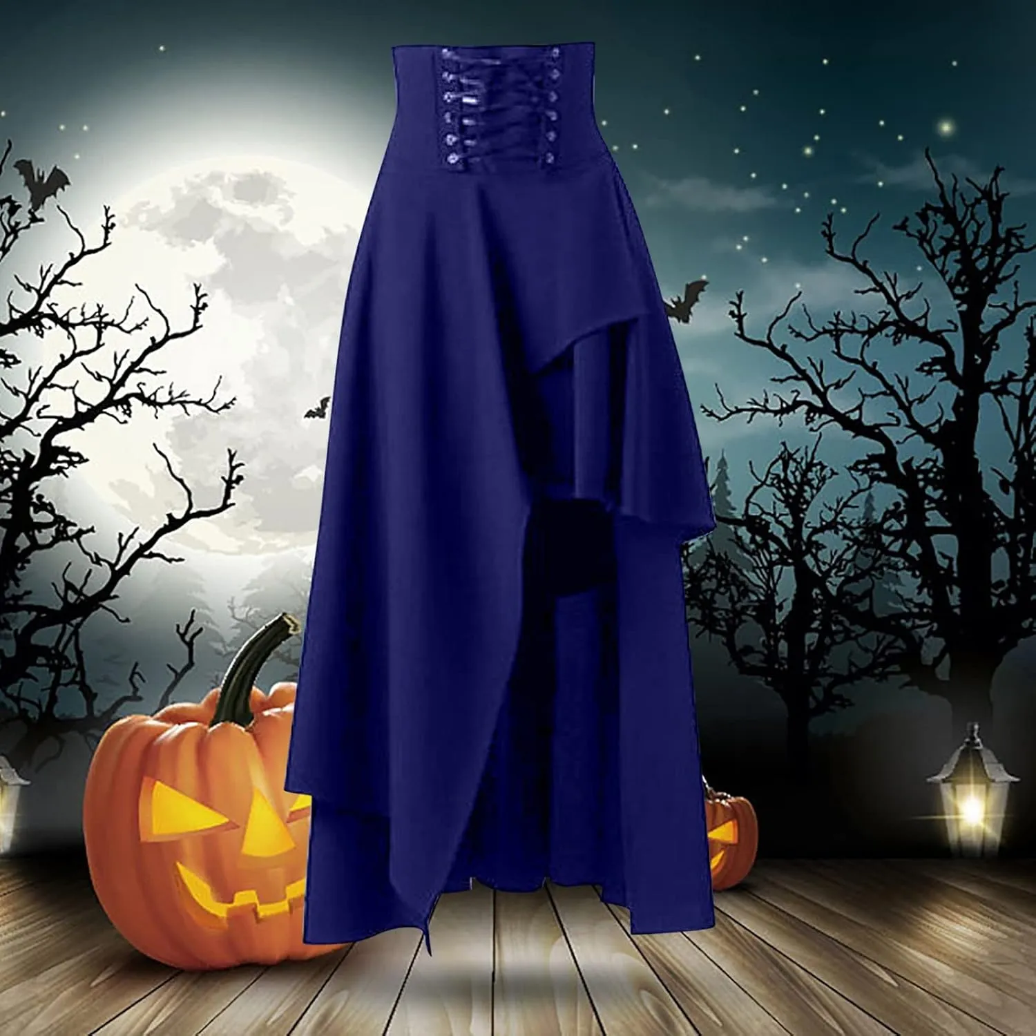 Midi Skirts for Women High Waist Lace Up Vintage Style Loose Hem Tummy Control Lolita Skirt Ladies Trendy Clothes