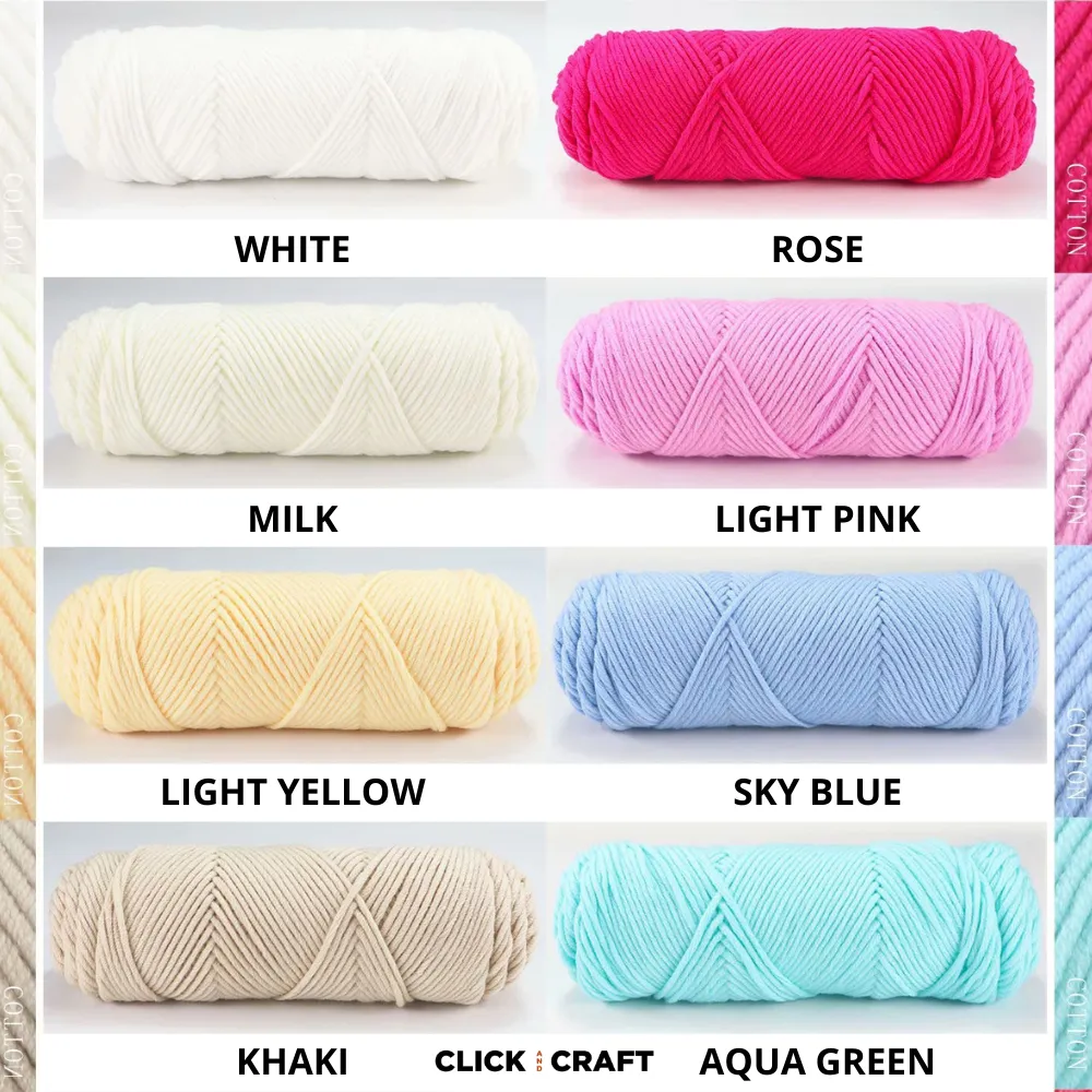 Milk Knitting Cotton Yarn | 8-ply Light Worsted Double Knitting