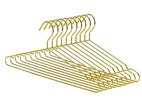 Nature Smile 45CM Men's Heavy Duty Metal Hangers, Space Saving Wire Hangers, Metal Clothes Hangers, Coat Hanger, Standard Suit Hangers Ideal for Everyday Use, 10 Pack, Gold
