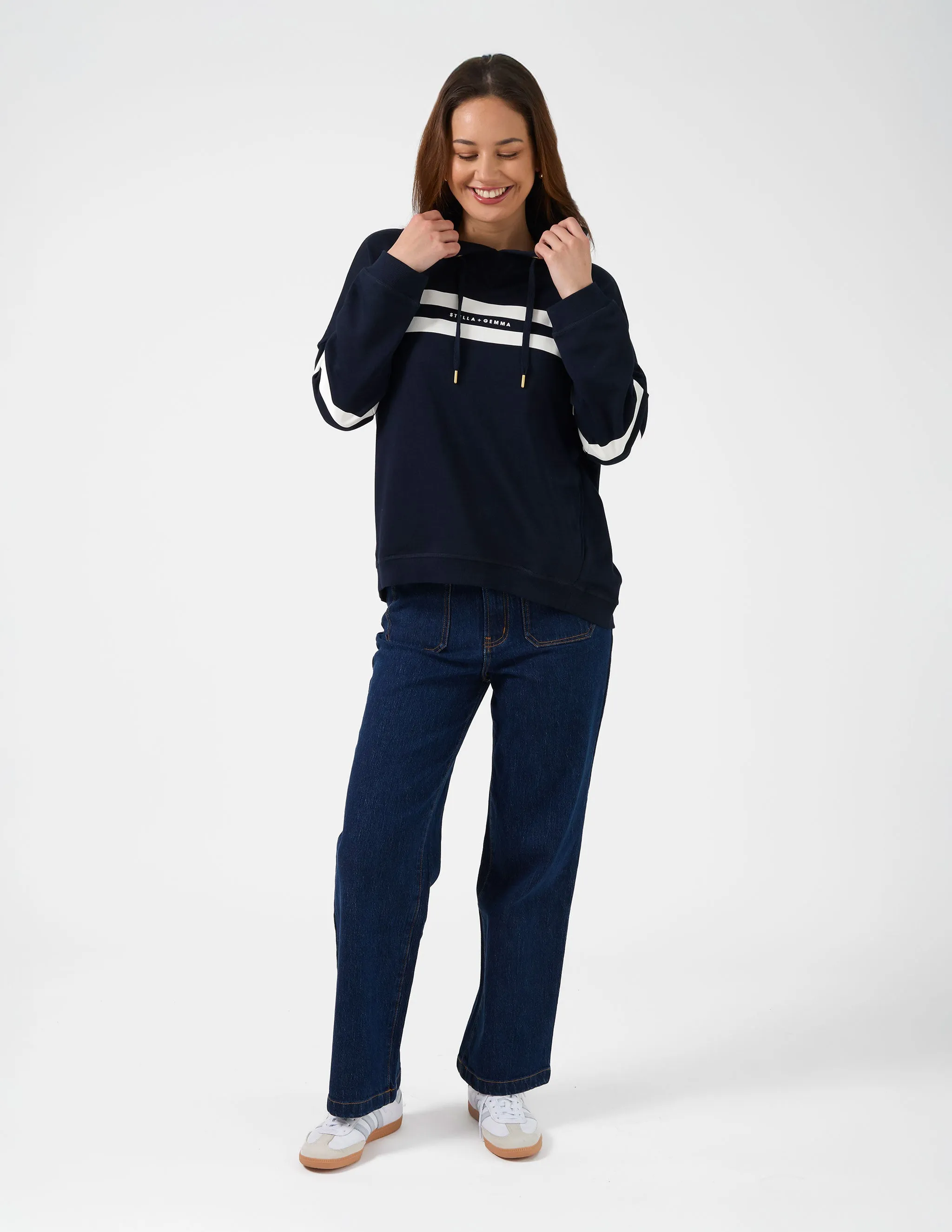 Newport Hoodie Banner Logo - Navy