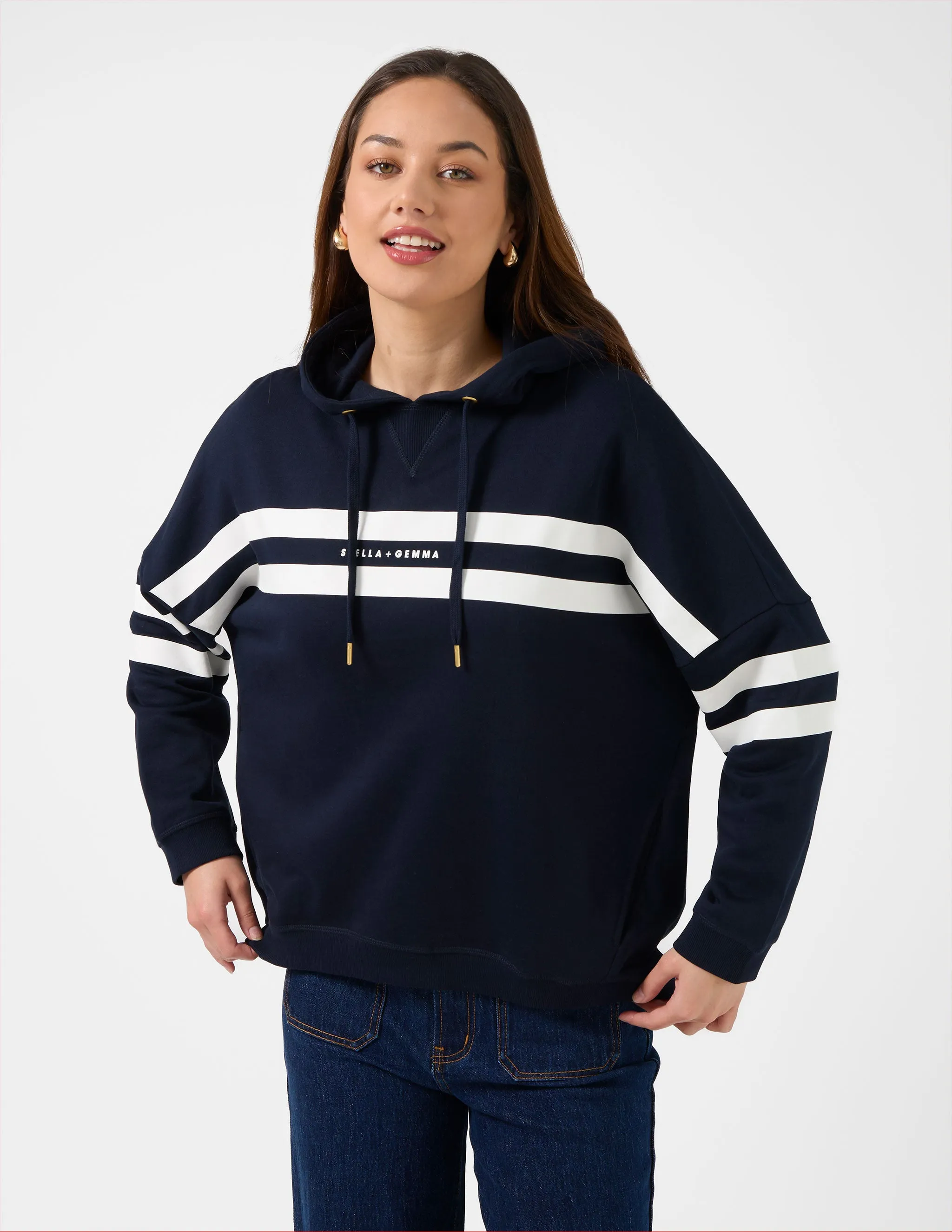 Newport Hoodie Banner Logo - Navy