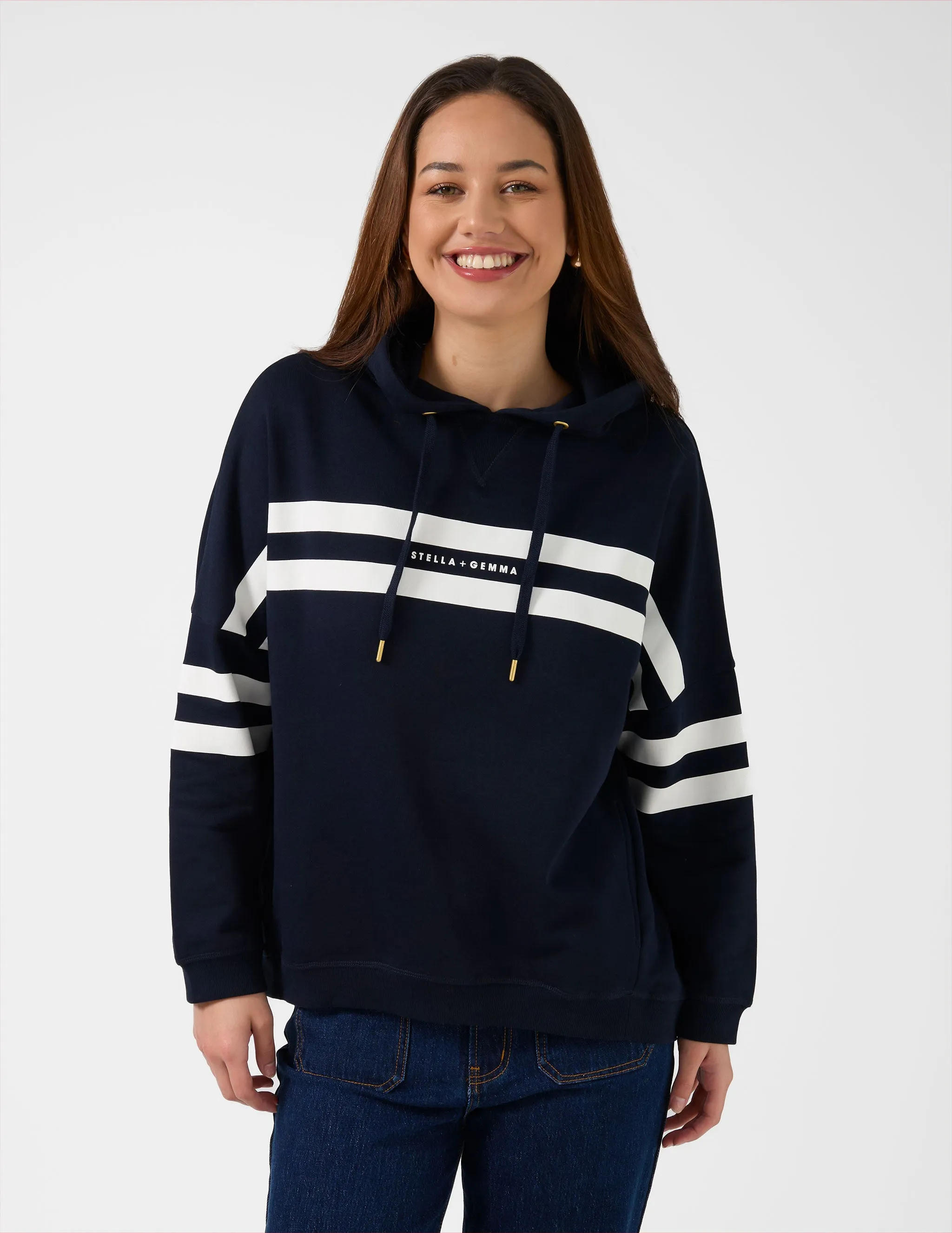 Newport Hoodie Banner Logo - Navy