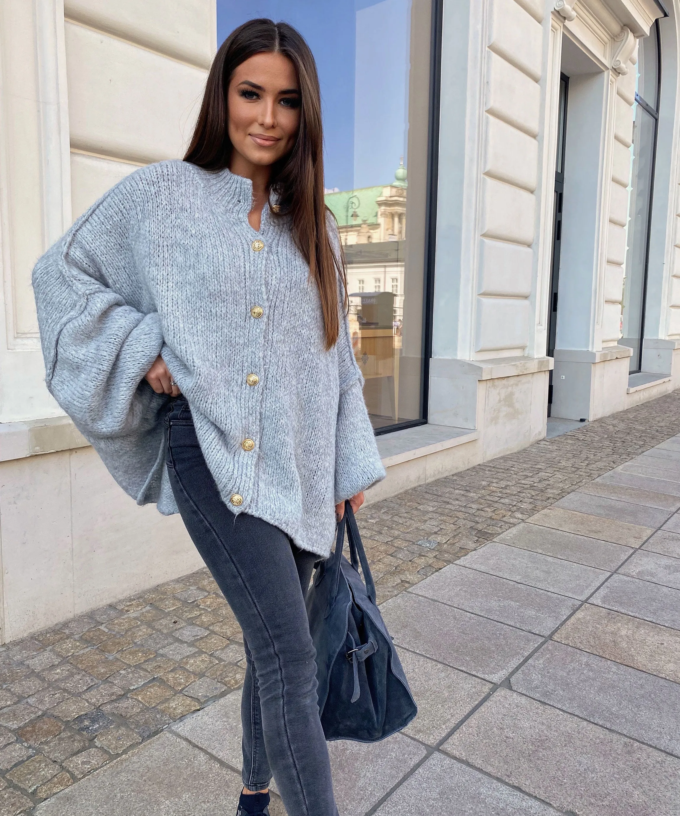 Oversize Strickjacke Jalsien Grau