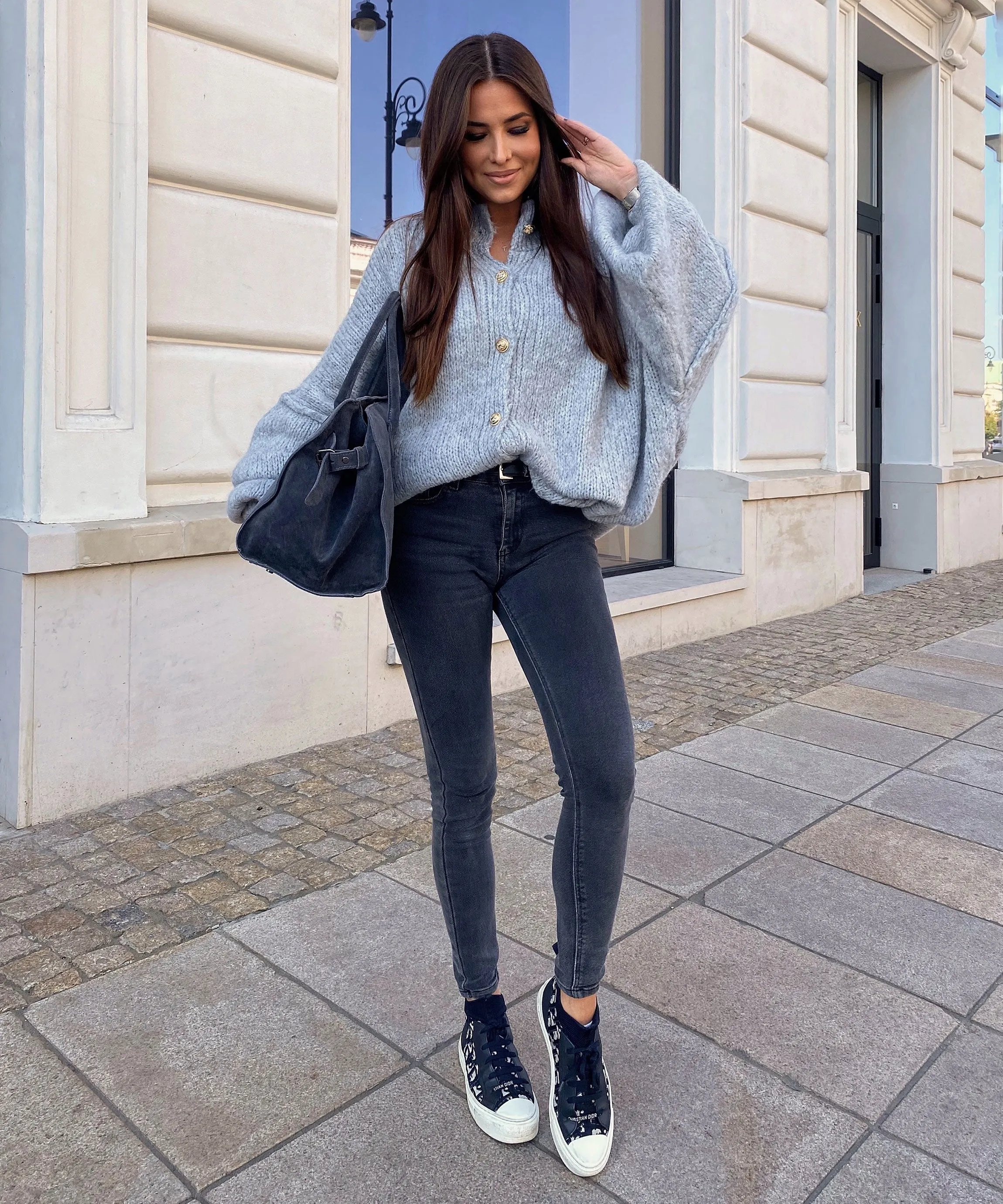Oversize Strickjacke Jalsien Grau