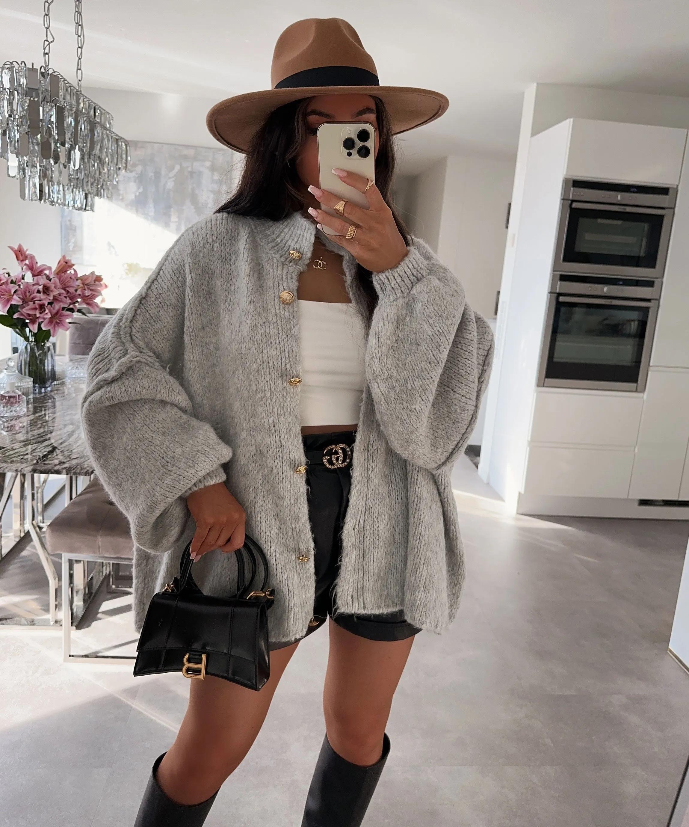 Oversize Strickjacke Jalsien Grau