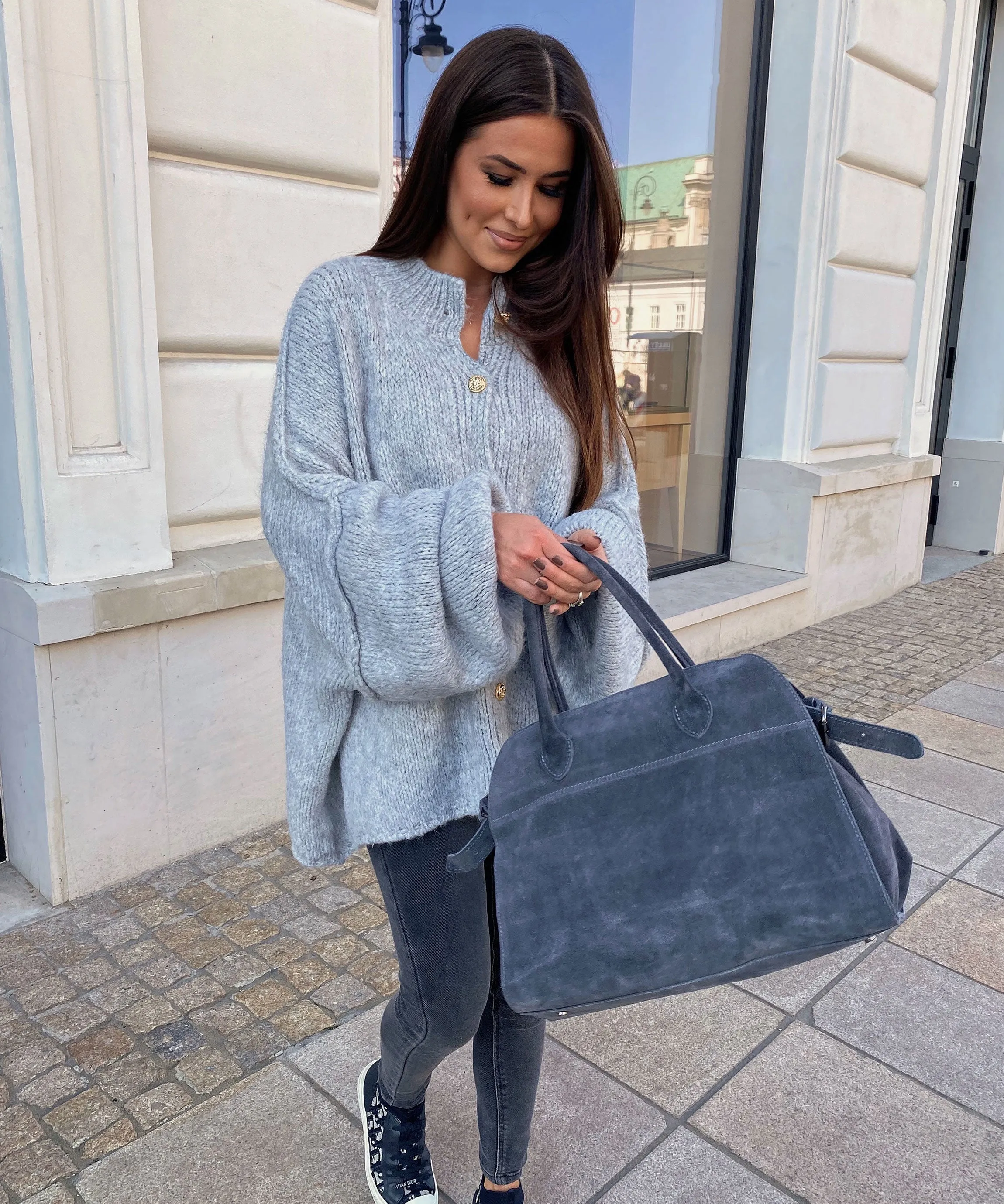 Oversize Strickjacke Jalsien Grau