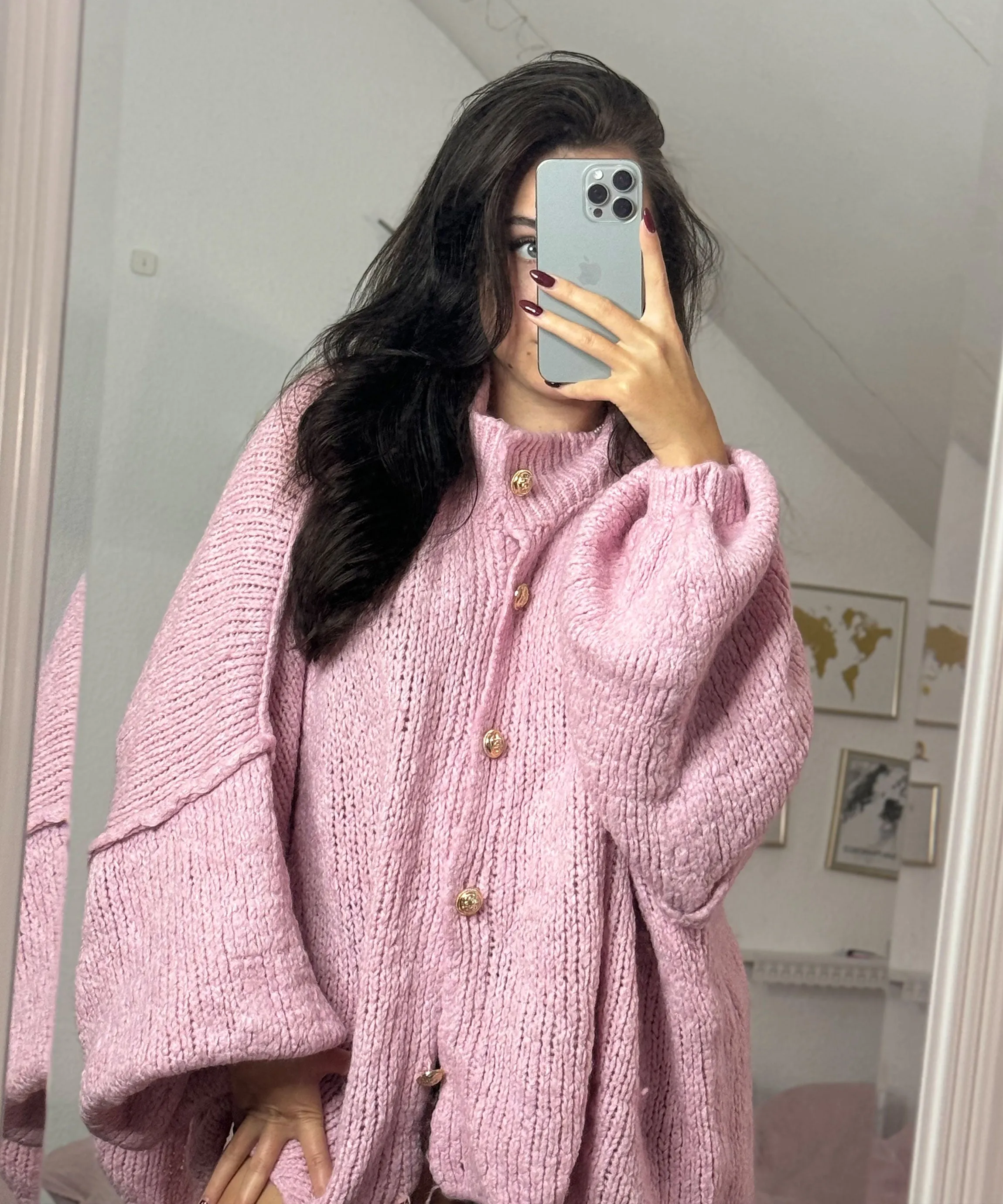 Oversize Strickjacke Jalsien Rosa