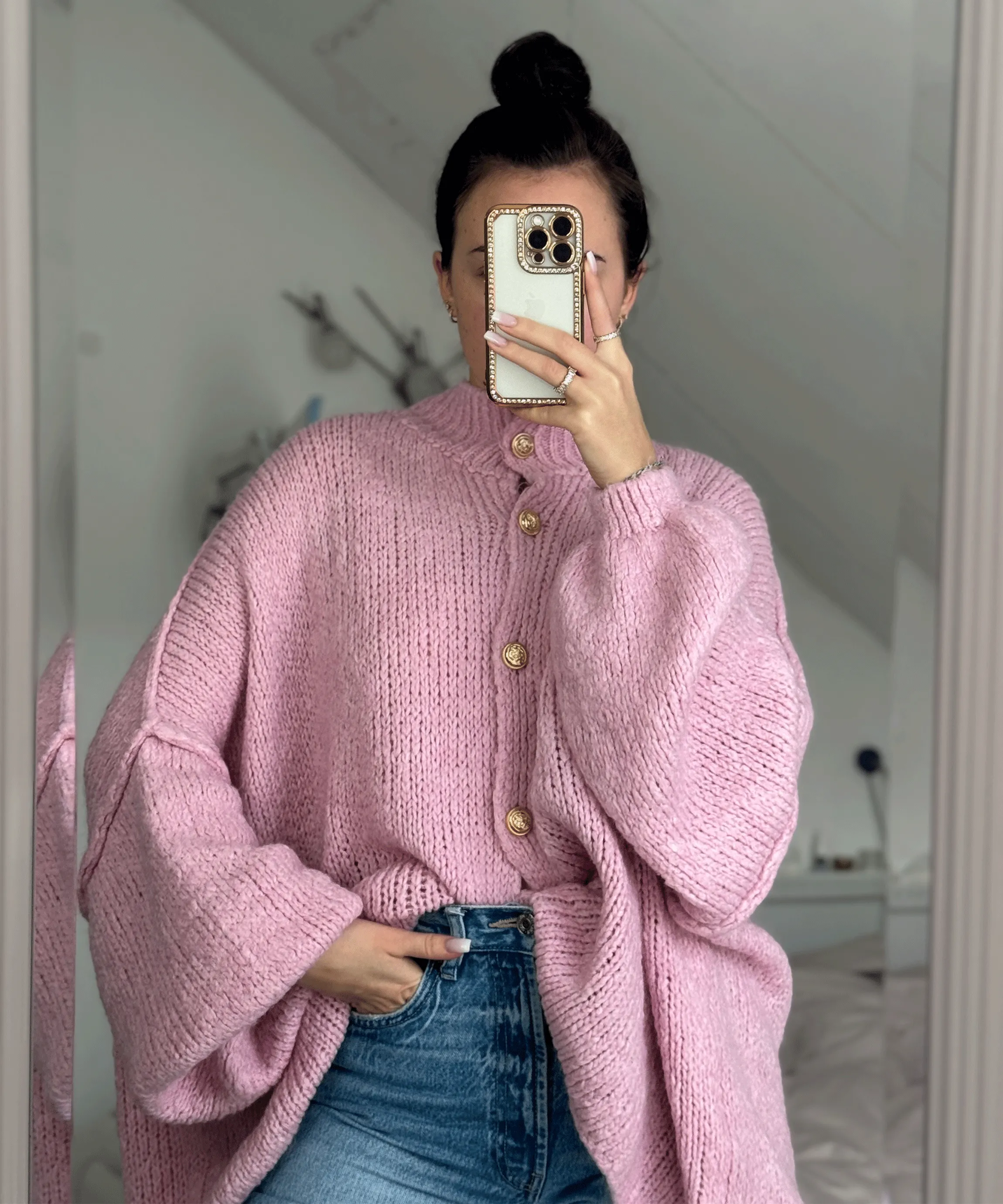 Oversize Strickjacke Jalsien Rosa