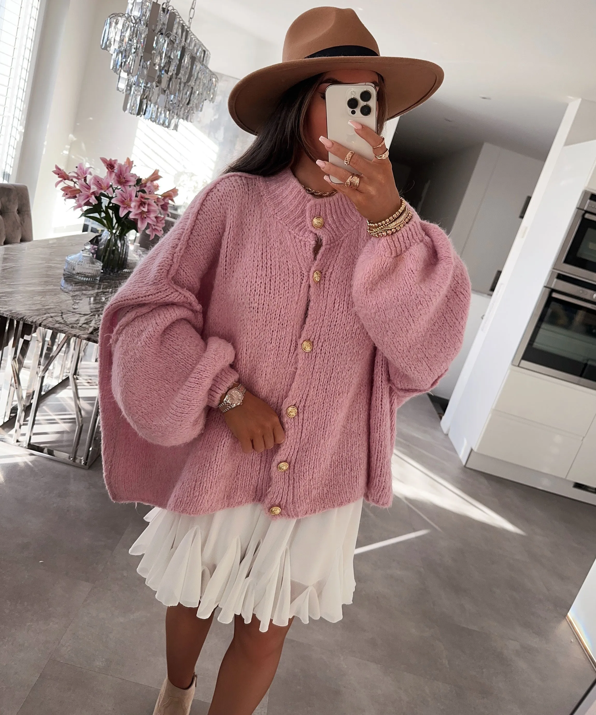 Oversize Strickjacke Jalsien Rosa