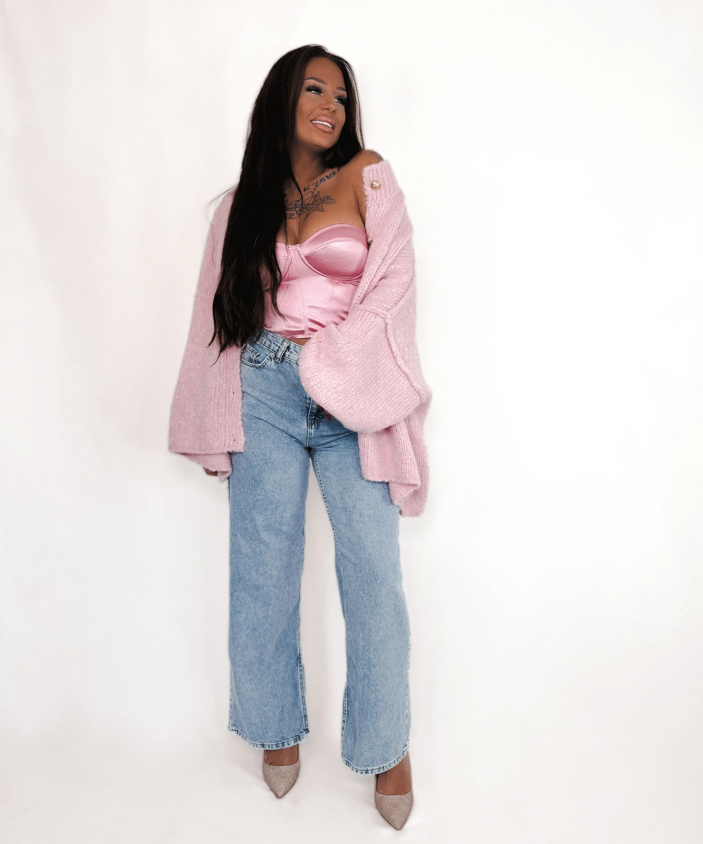 Oversize Strickjacke Jalsien Rosa