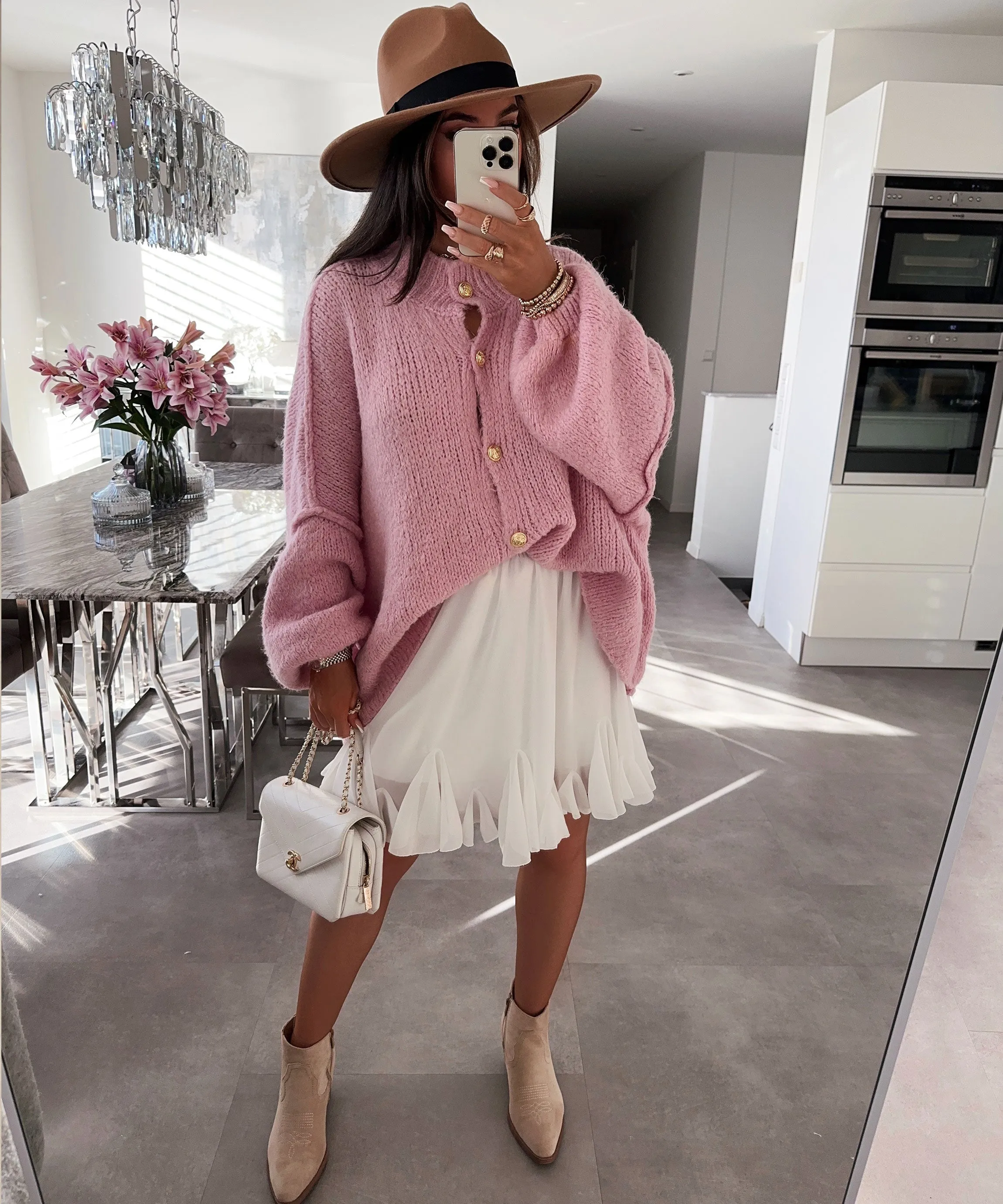 Oversize Strickjacke Jalsien Rosa