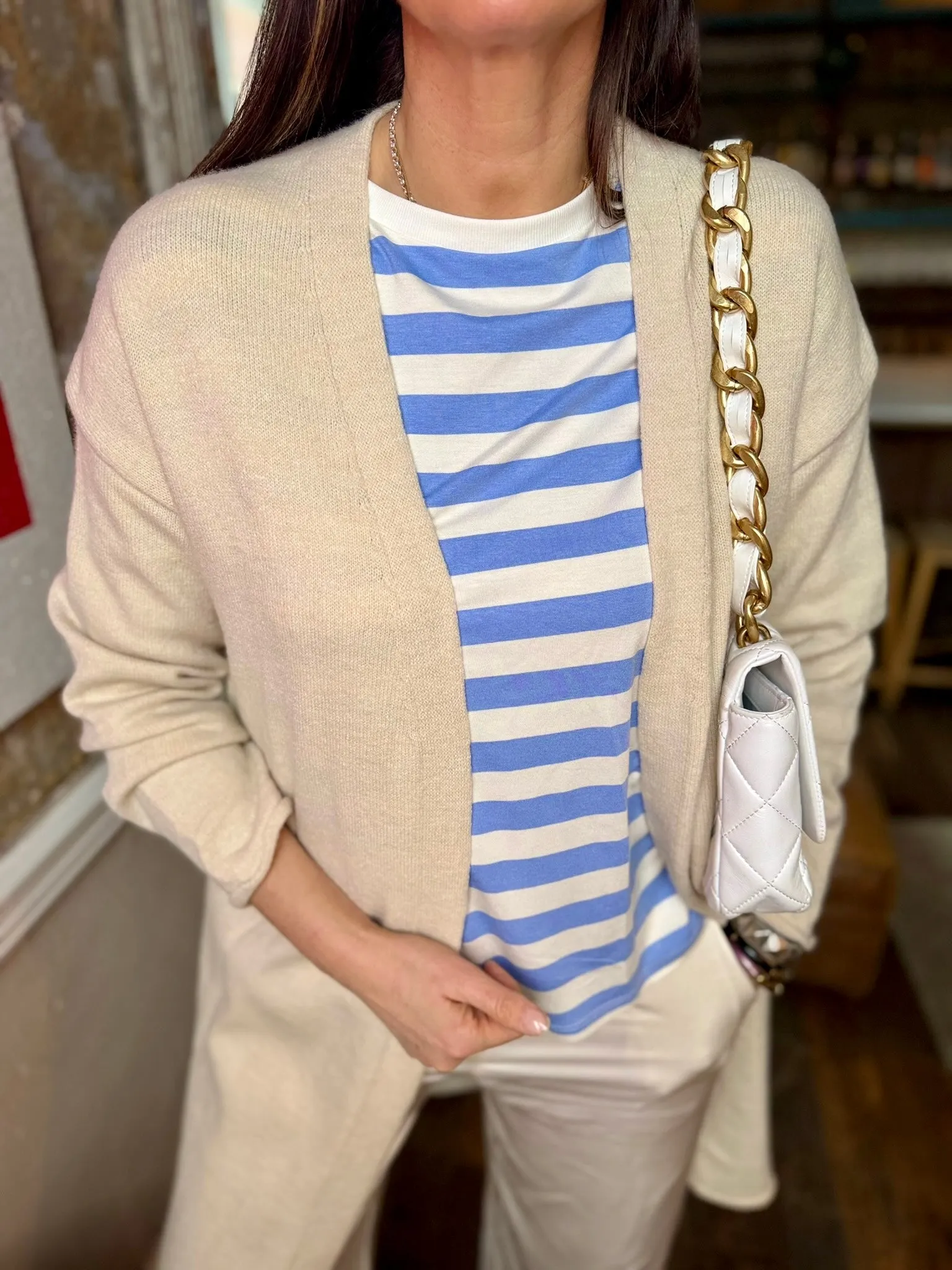 Paloma Round Neck Stripe Top - Blue