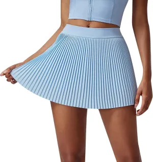 Plus Size Skirt for Sports High Elastic Waist Trendy A-Line Pleated Casual Athletic Yoga Skirts with Pockets Shorts