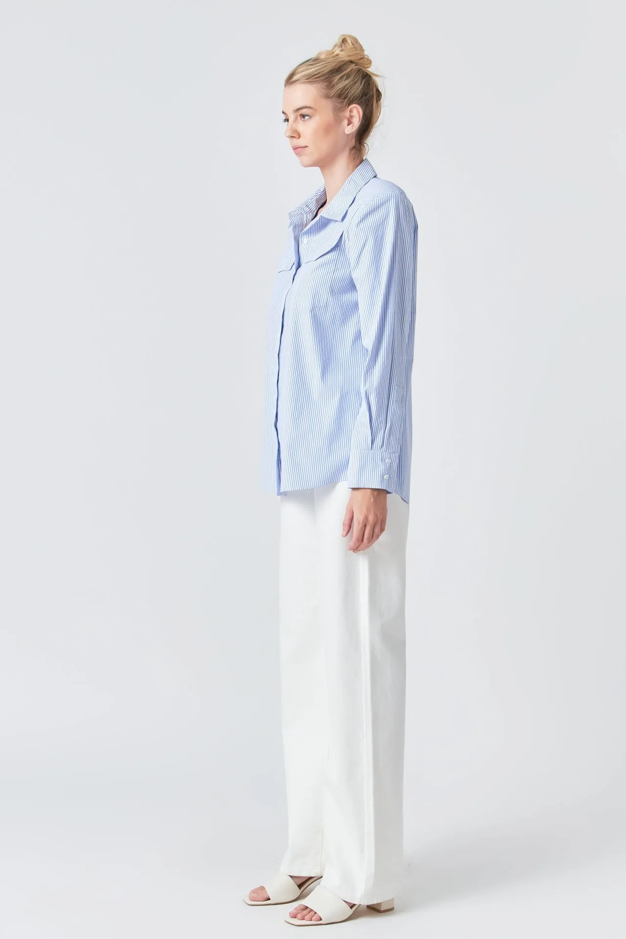 Power Shoulder Striped Shirt