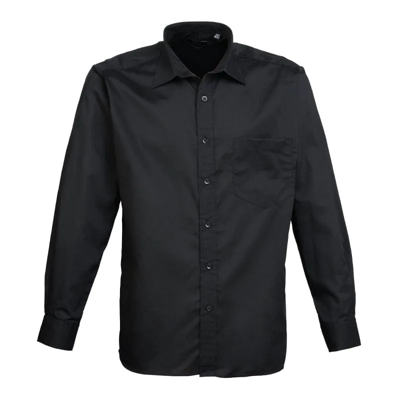 Premier Mens Long Sleeve Poplin Shirt PR200