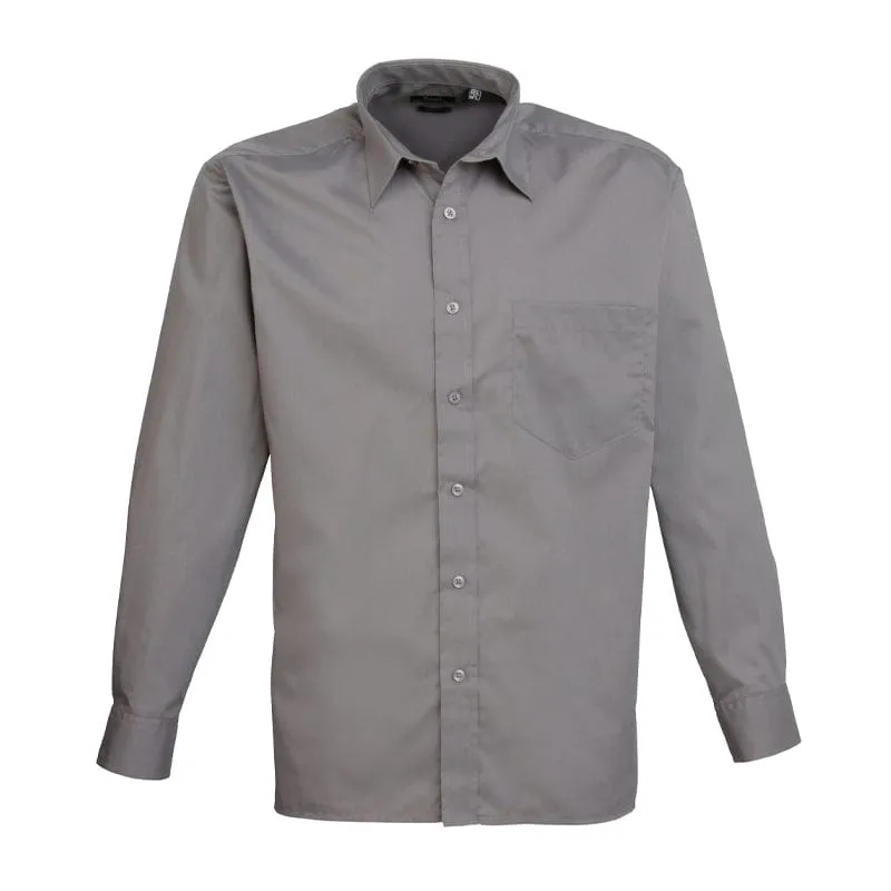 Premier Mens Long Sleeve Poplin Shirt PR200