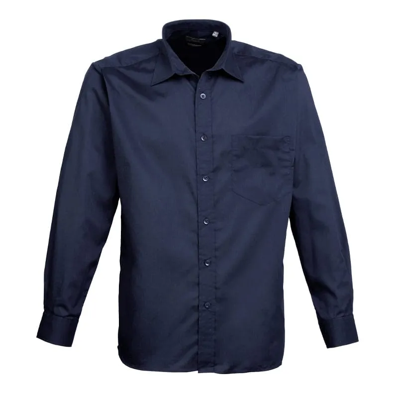 Premier Mens Long Sleeve Poplin Shirt PR200