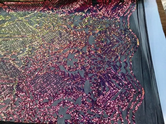 Princess Iridescent Sequins on a 4 Way Stretch Nude Mesh Fabric Sold by The Yard