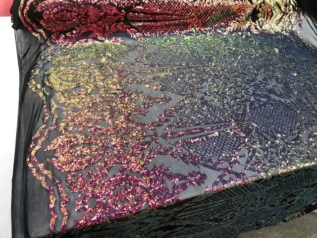 Princess Iridescent Sequins on a 4 Way Stretch Nude Mesh Fabric Sold by The Yard