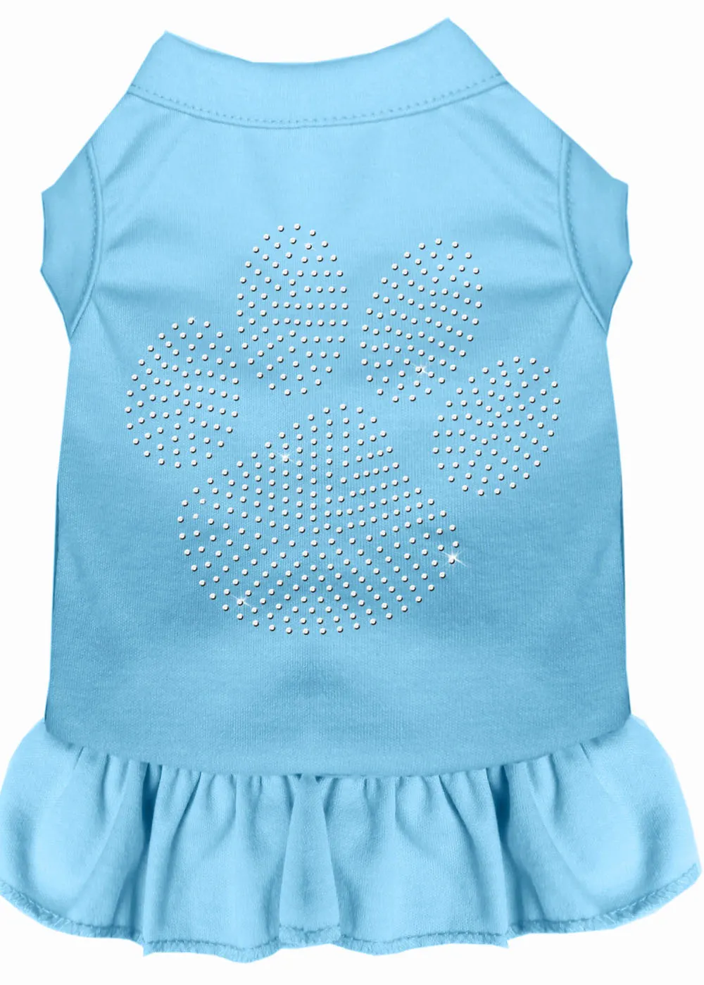 Rhinestone Clear Paw Dress Baby Blue Xs