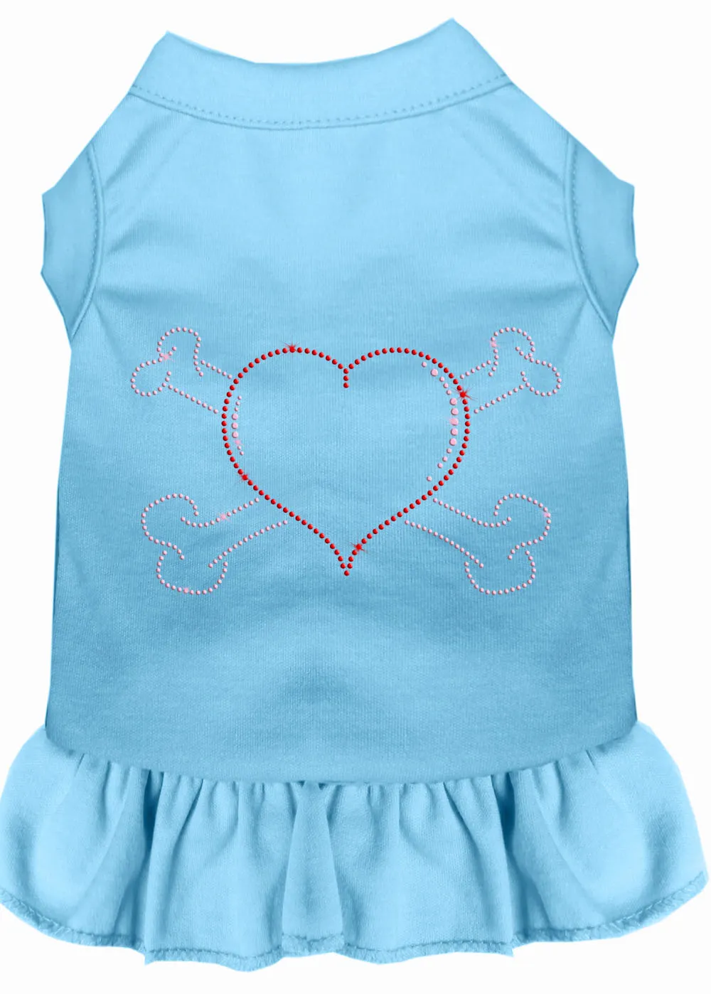 Rhinestone Heart And Crossbones Dress Baby Blue Xs