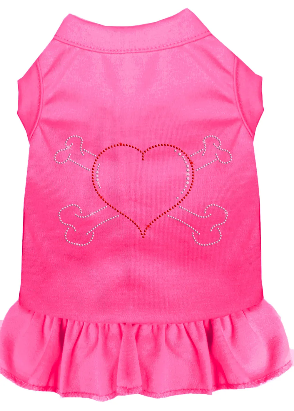 Rhinestone Heart And Crossbones Dress Bright Pink Med