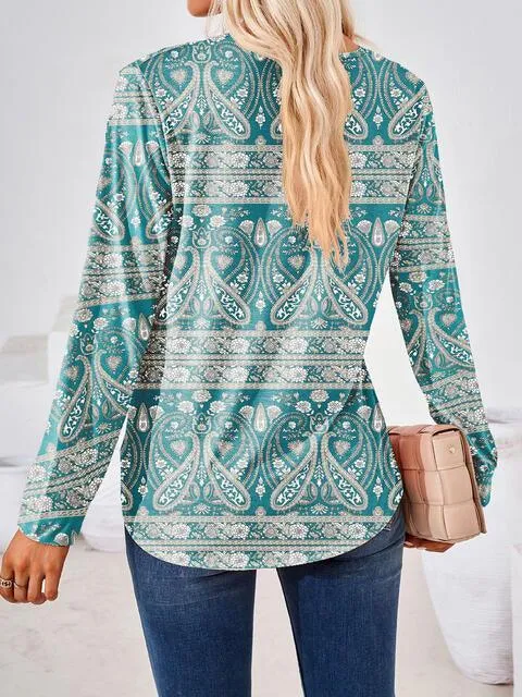 Saturday Delight Long Sleeve Square Neck Blouse