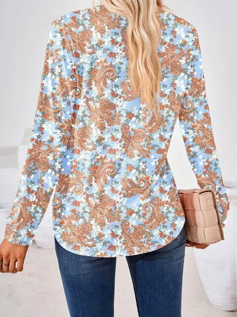 Saturday Delight Long Sleeve Square Neck Blouse