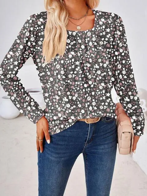 Saturday Delight Long Sleeve Square Neck Blouse