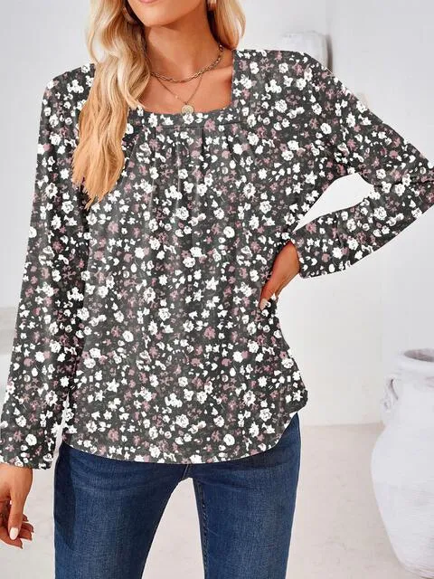Saturday Delight Long Sleeve Square Neck Blouse