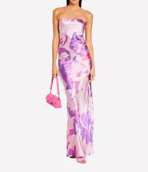 Skye Silk Dress in Lavendar Botanical