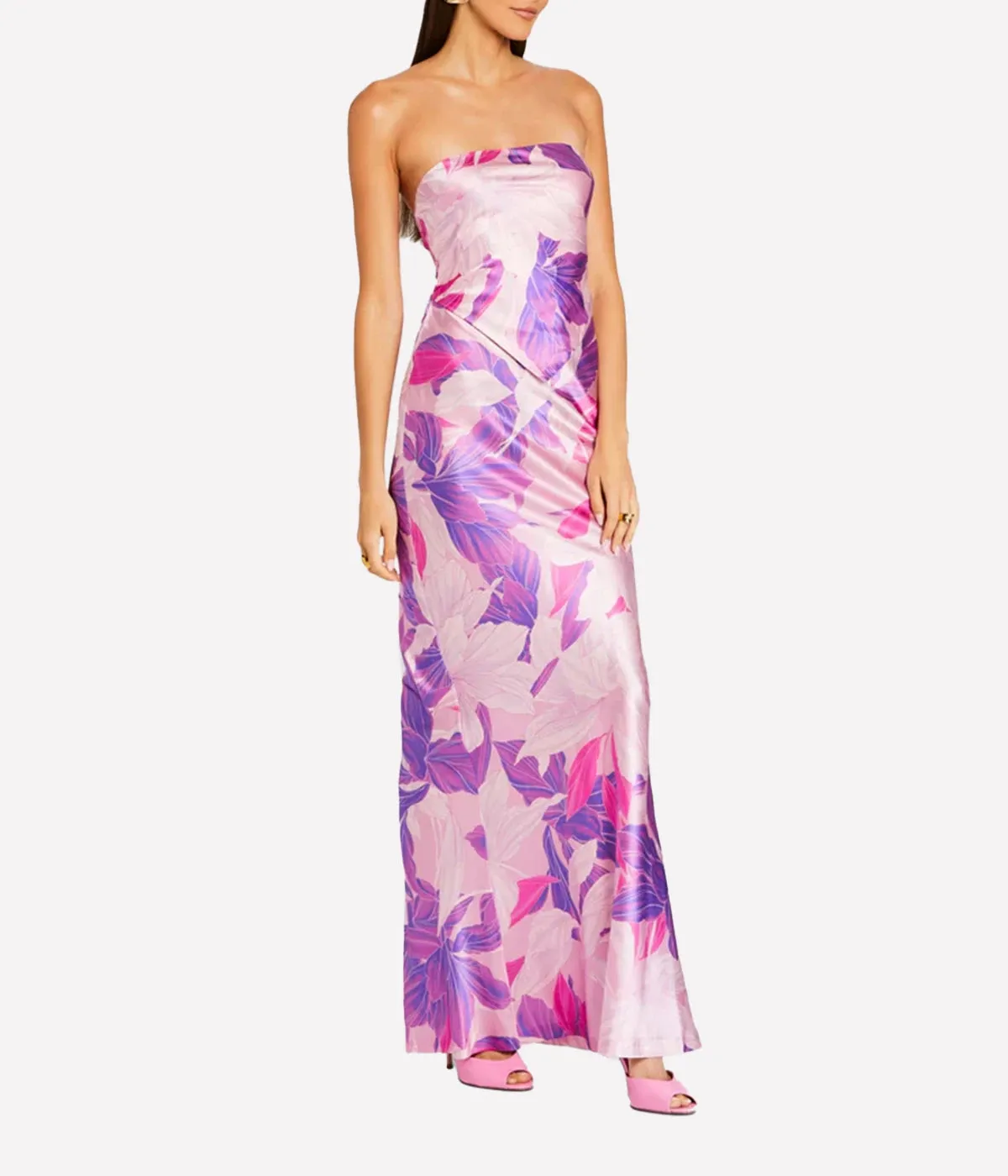 Skye Silk Dress in Lavendar Botanical