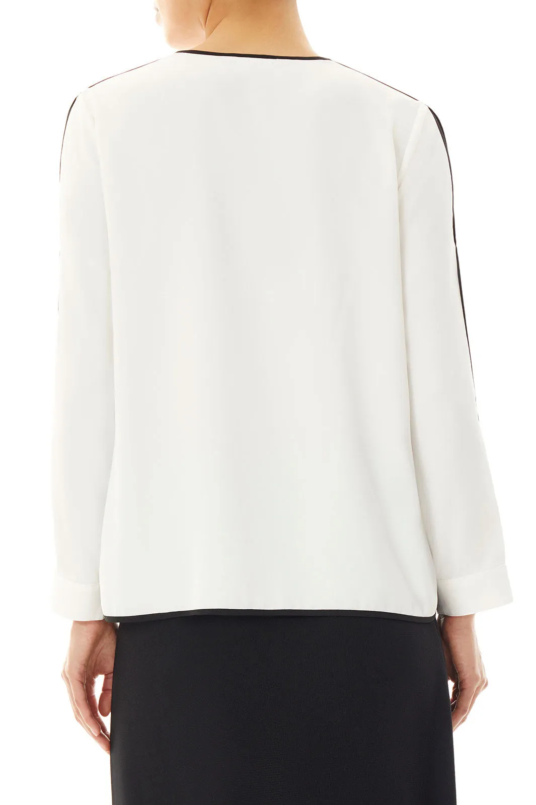 Slit Sleeve Crepe de Chine Blouse