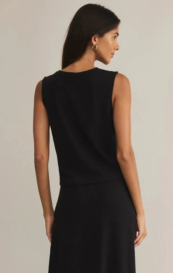 Sloane Textured Slub Top | Black