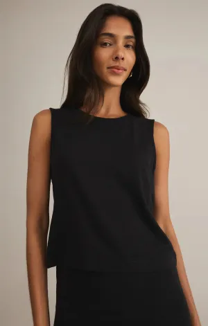 Sloane Textured Slub Top | Black