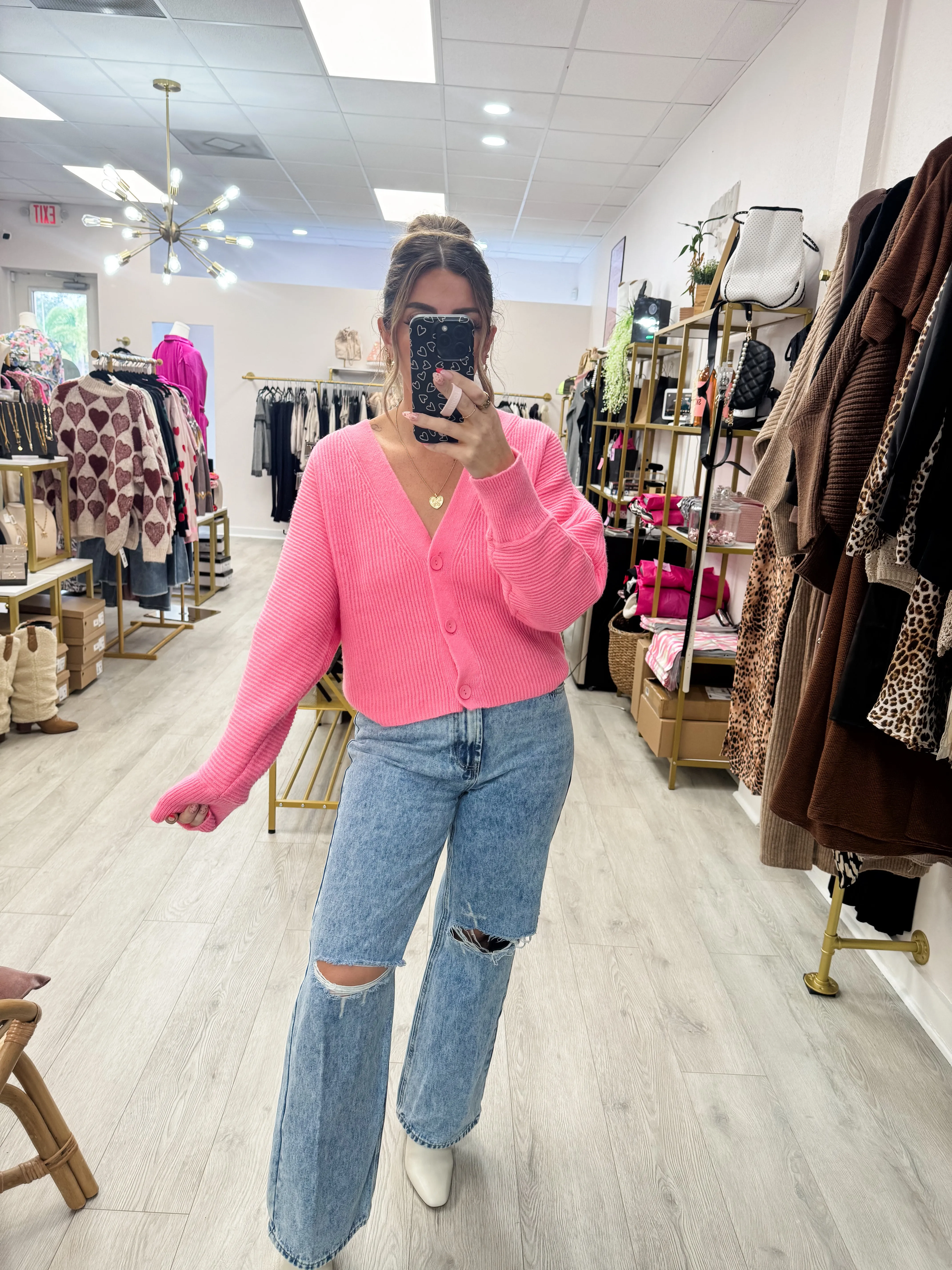 Solid Ribbed Knit Cardigan