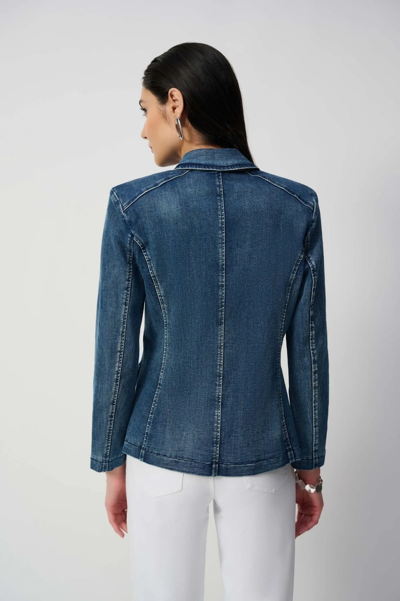 Stretch Denim Double-Breasted Blazer Style