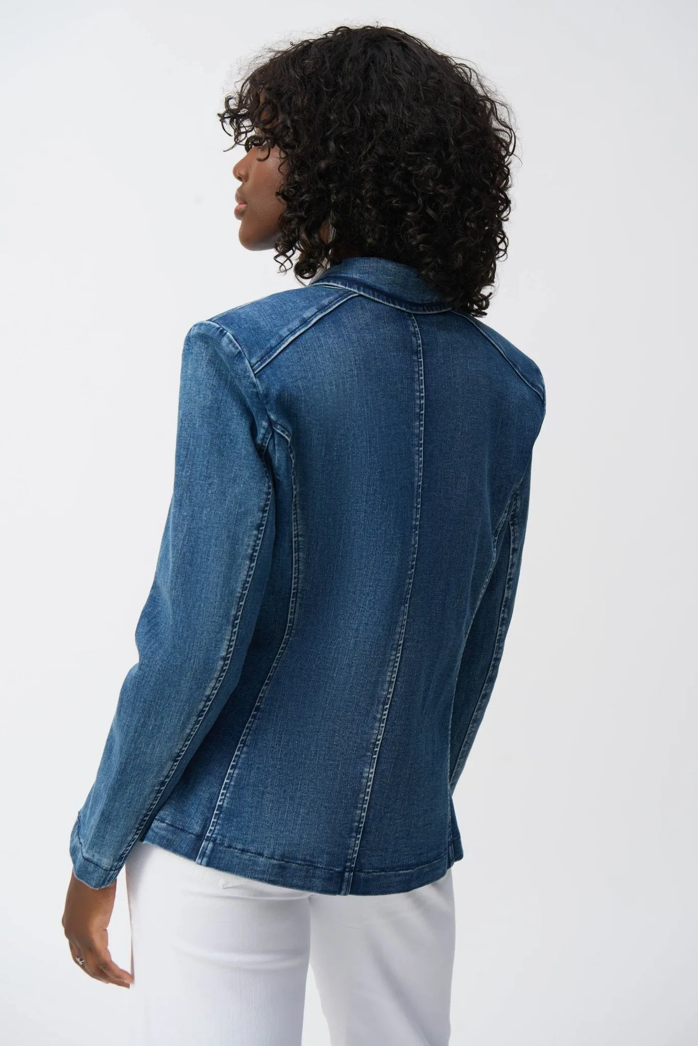 Stretch Denim Double-Breasted Blazer Style