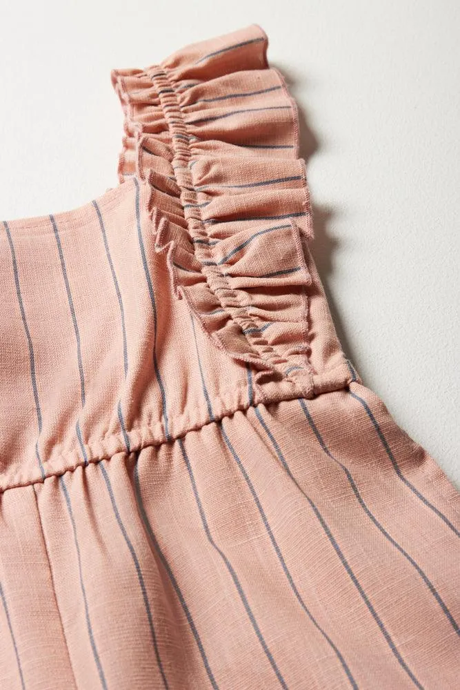 Stripe Frill Jumpsuit Pink