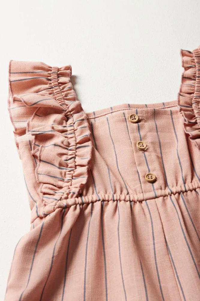 Stripe Frill Jumpsuit Pink