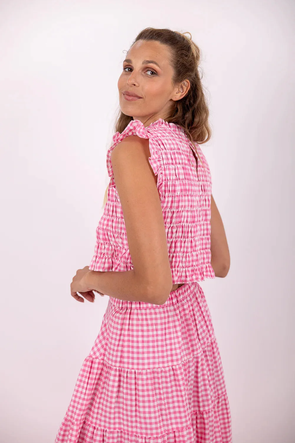 Sundress Malone top (Pink gingham)