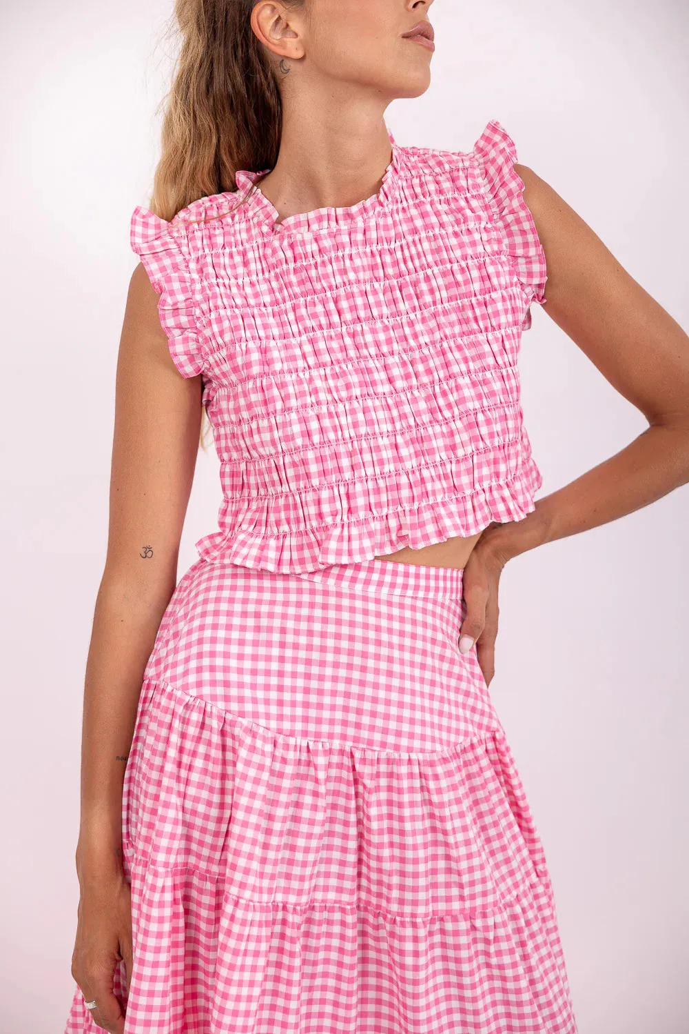 Sundress Malone top (Pink gingham)